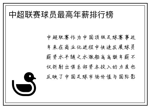 中超联赛球员最高年薪排行榜